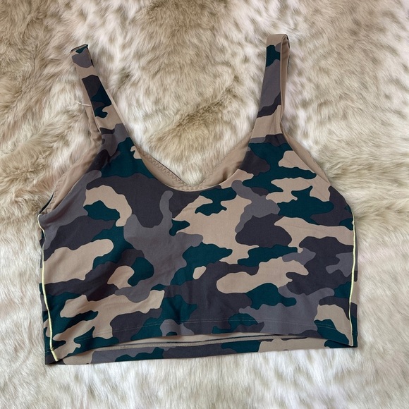 NWT Aerie Green and Brown Camouflage Sports Bra with Lace-Up Back - Picture 7 of 11